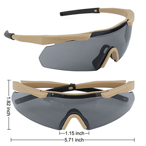 XAegis Tactical Eyewear 3 Interchangeable Lenses Outdoor Unisex Shooting Glasses