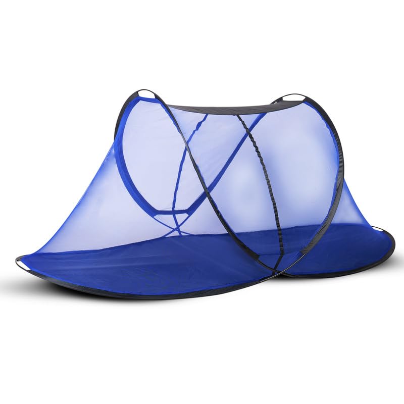 Alyster Mosquito Net for Single Bed with Base Cloth | Foldable Machardani Lightweight Tent Type 6x4 | Portable Kosu Valai Strong and Durable | Collapsible Bed Net Adult Size 4x6 Feet - Blue
