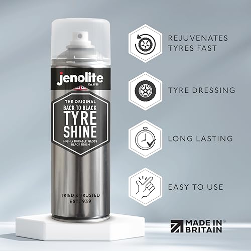 JENOLITE Zurück zu Schwarz Reifenglanzspray | Stellt Reifen Wieder her und schützt sie | Sofortiges Reifendressing | Langanhaltender Wet-Look-Glanz | 3 x 500 ml