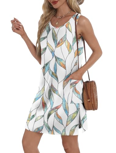 Image of BKRIVE Coverup Summer Dresses for Women 2026 Eyelet Casual Loose Sleeveless Sundresses Tank Dresses with Pockets