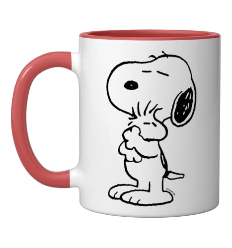 Peanuts - Snoopy Loves Woodstock Ceramic Mug, Red/White, 11oz