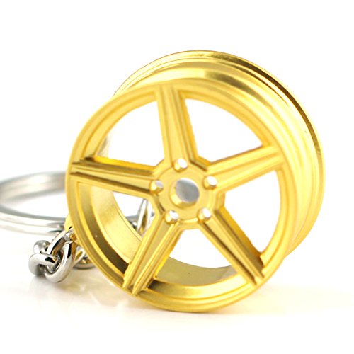 Image of maycom Creative Hot Auto Part Model Wheel Rim Tyre Keychain Keyring Key Chain Ring Keyfob (Golden)