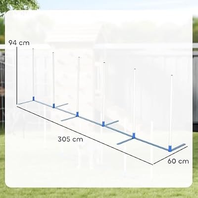 PawHut Adjustable Dog Agility Training Obstacle Course Set with Weaves Poles Storage Bag for Pet Dogs Outdoor Games Exercise