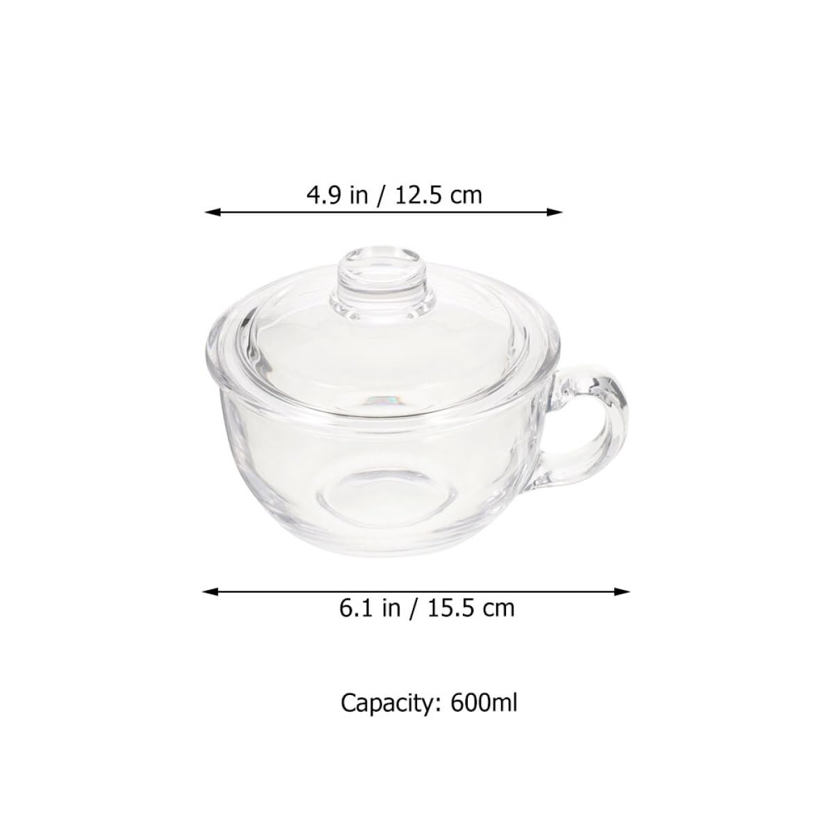 Healeved Set 2 Tazze in Vetro da 600ml con Coperchio, Tazze Multifunzione per Colazione e Bevande, Design Semplice e Raffinato, per Ufficio e Caffè