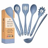 Starpack Like a Boss XL Silicone Cooking Utensils Set (6-Piece, 13.5') - LFGB Certified, 600°F Heat Resistant, BPA-Free - Heavy-Duty Steel Core, Dishwasher Safe - for Nonstick Cookware, Light Blue