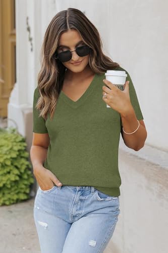 Image of Arach&Cloz Women's Wool Blend Spring Summer Lightweight Business Casual Sweater Tops 2026