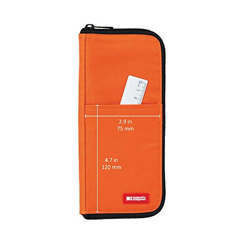 Image of LIHIT LAB Slim Pen /Pencil Pouch, 0.7 x 3.9 x 8.5 Inches, Orange (A7652-4)