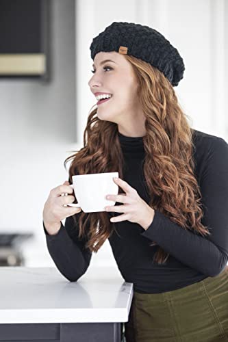 Britt's Knits Everyday Lightweight Beret Parisian Style Soft Crochet Cutout Knit Beret Beanie Hat For Women & Girls - Black #TOP7