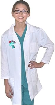 Kids Lab Coat with Science Embroidery, Size 8/10