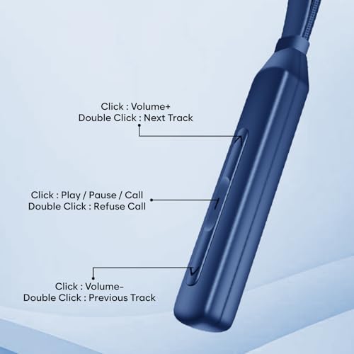 Image of TP TROOPS Wireless in-Ear Neckband Bluetooth Earphones with 10mm Drivers, Rich Music Experience, Above 20 Hours Playtime, Type C Fast Charging, Neckband Earphones with Voice Assistant (Blue)