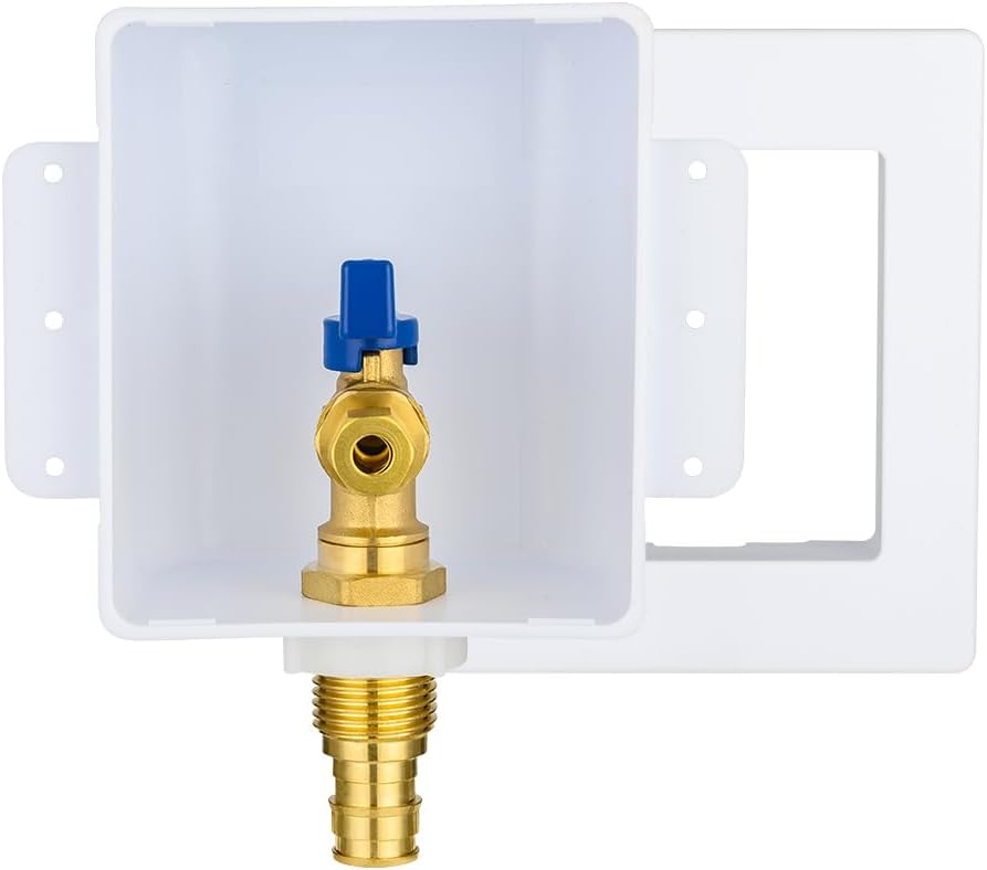 EFIELD Premium Ice Maker Outlet Box,1/2-Inch Crimp Pex Inlet with Installed 1/4-Turn Ball Valve (Pex Crimp),(IM033)