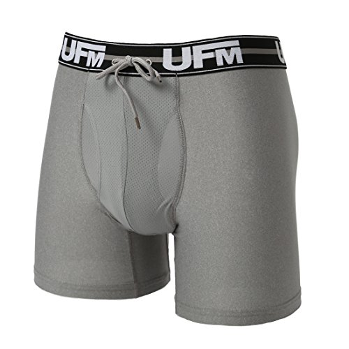 UFM 6” Athletic Boxer Briefs for Men - Poly-Spandex Mens Underwear - Men's Boxer Briefs - Moisture Wicking Mens Boxers - Gen3 - Gray