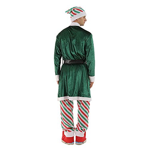 Reneecho Men Santa Candy Elf Christmas Costume, Long Coat, Large Green #TOP2