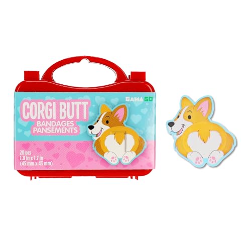 GAMAGO Corgi Butt Adhesive Bandages, 20-Count – Latex-Free Sterile Gift