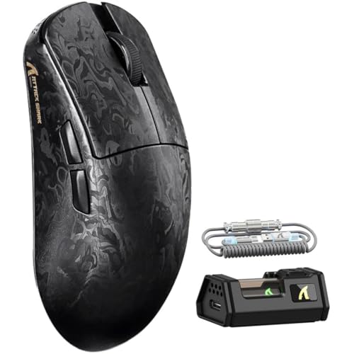 ATTACK SHARK R11 Ultra 8K Carbon Fiber Wireless Gaming Mouse with 42000 DPI-PAW3950 MAX Sensor-49g Lightweight,Nordic 52840 MCU Chip,Wired/BT/2.4Ghz Programmable,RGB Coiled Cable for PC Mac(Black Ink)