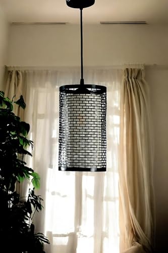 Image of Prop It Up Woven Metal Pendant Light, 18 cm Diameter, Black, Double Layer