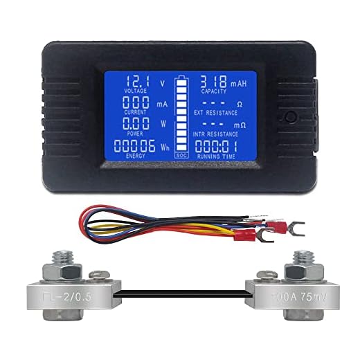 Batteriezähler DC Voltmeter Amperemeter Energie Monitor LCD Multimeter Digital Spannung Strom Cap Ohm Zeit SOC Meter LCD DC 0-200V 100A Shunt