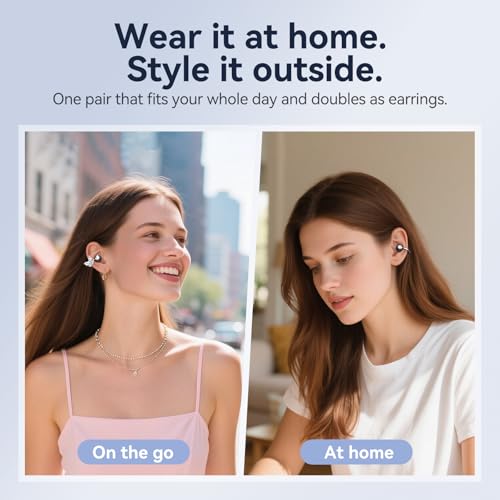 Image of Kinglucky Gen2 Clip-On Earbuds with Butterfly Earrings, Black | Charge & Store Without Removing Earrings, Comfortable Fit, 50H Playtime, Open-Ear Bluetooth Headphones, For Women, Small Ears