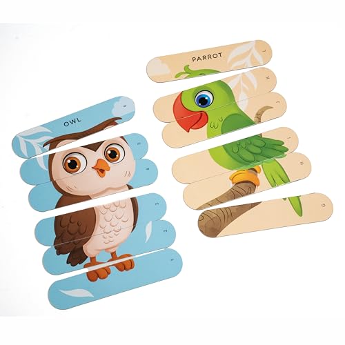 Image of THE BOOK TREE Birds Stick Puzzle | 24pcs Double-Sided Cardboard Puzzles | 8 Fun Bird-Themed Puzzles for Learning & Play | Boosts Creativity & Focus | Ideal for Ages 3+