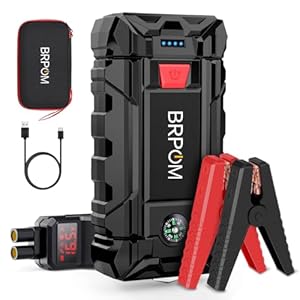 BRPOM Arrancador de Coches, 5000A 21800mAh Arrancador de Baterias de Coche 12V(para 8.0L de Gasolina o 6.5L de DiÃ©sel), Jump Starter PortÃ¡til, Carga RÃ¡pida QC3.0, Espera Larga
