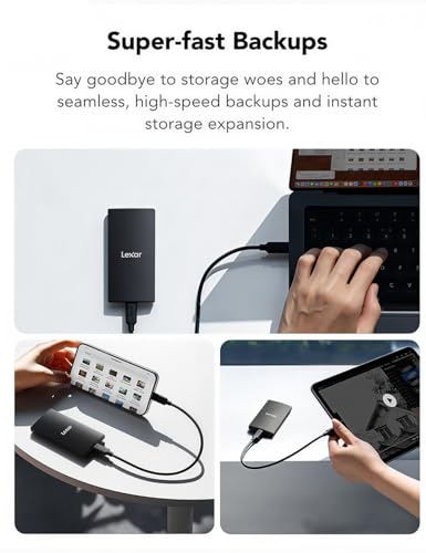 Image of Lexar Portable SSD External 1TB, USB 3.2 Gen 2, PSSD Up to 1050MB /s Read & 1000MB /s Write, External Solid State Drive Compatible with iPhone 17 /16 /15 Series /Mac /PS5 /XBOX /Laptop /PC, Black