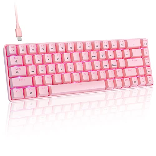 Image of 60% Wired Gaming Keyboard, RGB Backlit Ultra-Compact Mechanical Keyboard, Blue Switch Waterproof Compact 68 Keys Keyboard for Typist Laptop PC Mac Gamer(Pink)