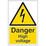 vsafety Signes 68003 au-s'Danger haute tension électrique d'avertissement signe, autocollant, Portrait, 200 mm x 300 mm, noir/jaune