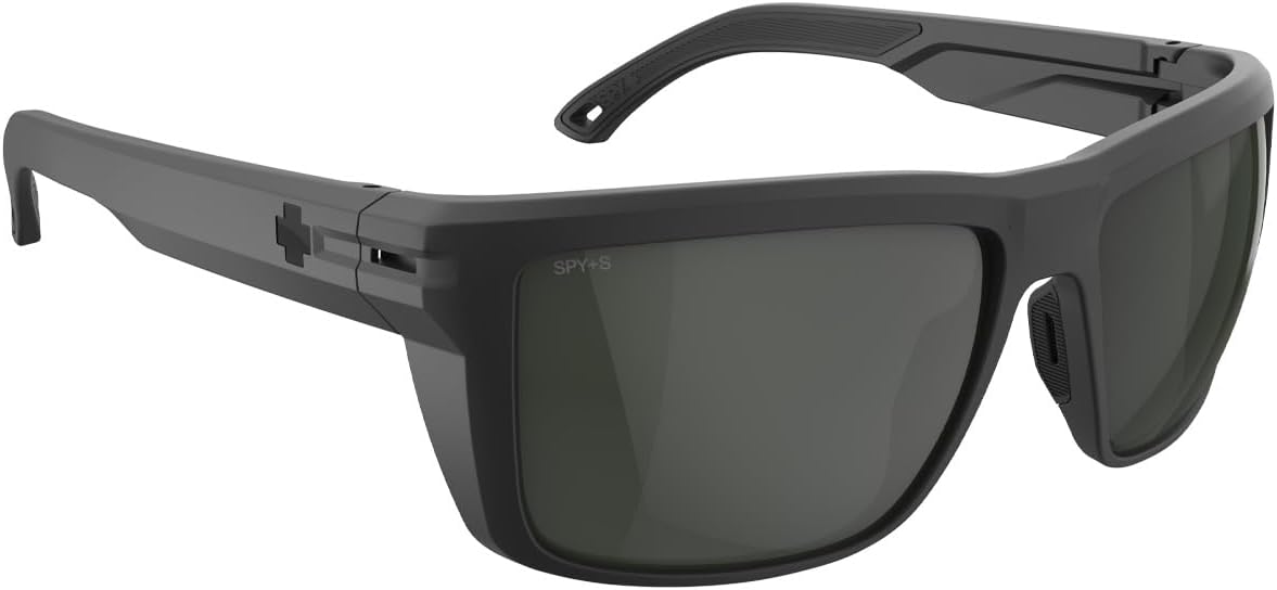 Spy+ - Overhaul XL, ANSI Matte Black, Happy Gray Green Polar ANSI, Medium-Large, Sunglasses, Unisex, Adult