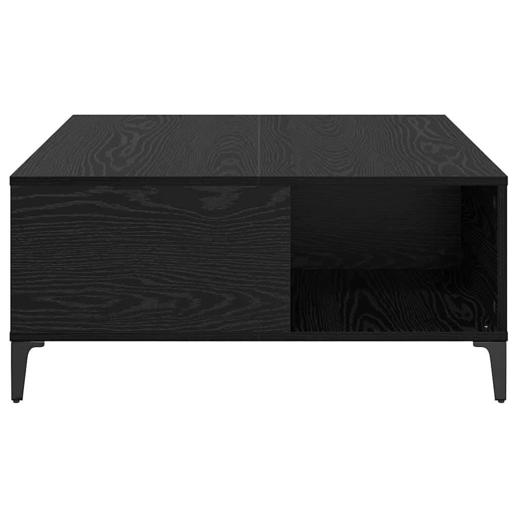 Stolik kawowy o wyglądzie czarnego dębu, 80 x 80 cm, materiał drewnopochodny z miejscem do przechowywania, regałem, stabilną ramą i wszechstronnym zastosowaniem, do nowoczesnego salonu
