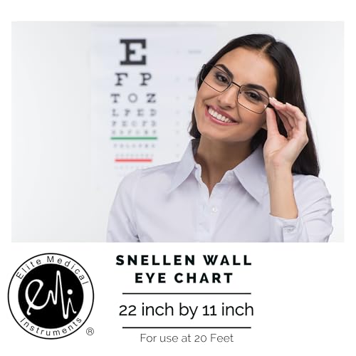 Image of EMI Premium Quality Snellen Wall Eye Chart - Accurate 20-Foot Vision Testing, Dimensions 22 inchx11 inch, Ideal for Optometrist Offices and Eye Exams (Pack of 3)