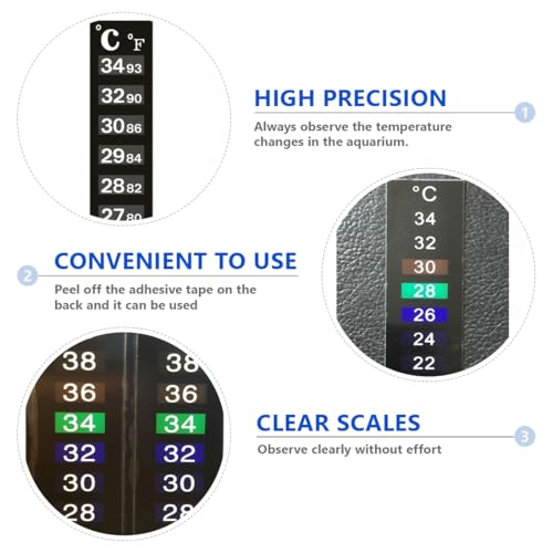 OUDQFCJ 2 Pcs Termómetro Digital Autoadhesivo para Acuarios, Peceras y Tanques de Agua Interior (18-34℃) (Negro) - imagen 3