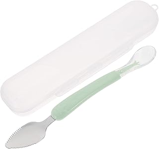 Toddmomy 1pcs Double Head Baby Spoon,Silicone Baby Fruit Scraping Mud Spoon Feeding Spoons Training Spoon Gift Set for Infants Baby,Green