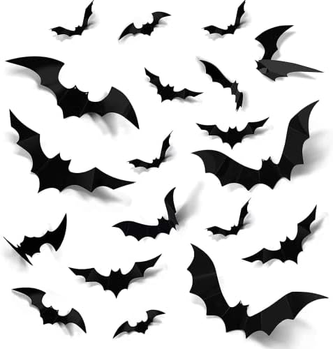 96 Stück Halloween 3D Fledermäuse Wand Aufkleber 4 Größen Fledermaus Gruselige Fledermaus-Wanddekoration für Fenster Wand, Tür Außen- und Innenbereich DIY Halloween-Partyzubehör