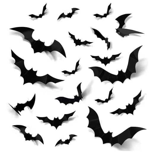 Halloween 3D Murciélagos Pegatinas Decoraciones, 96 PCS Pegatinas de Pared de Murciélago, para Windows, Pared, Puerta de casa, Exterior, Interior, Bricolaje, Suministros para Fiestas de Halloween