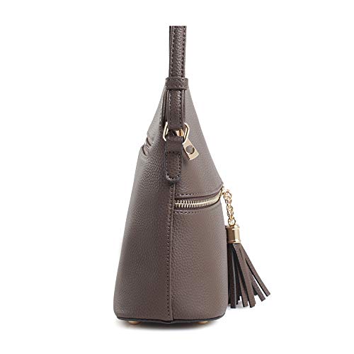 Image of SG SUGU Lunar Lightweight Medium Dome Crossbody Bag Shoulder Bag with Tassel | Zipper Pocket | Adjustable Strap