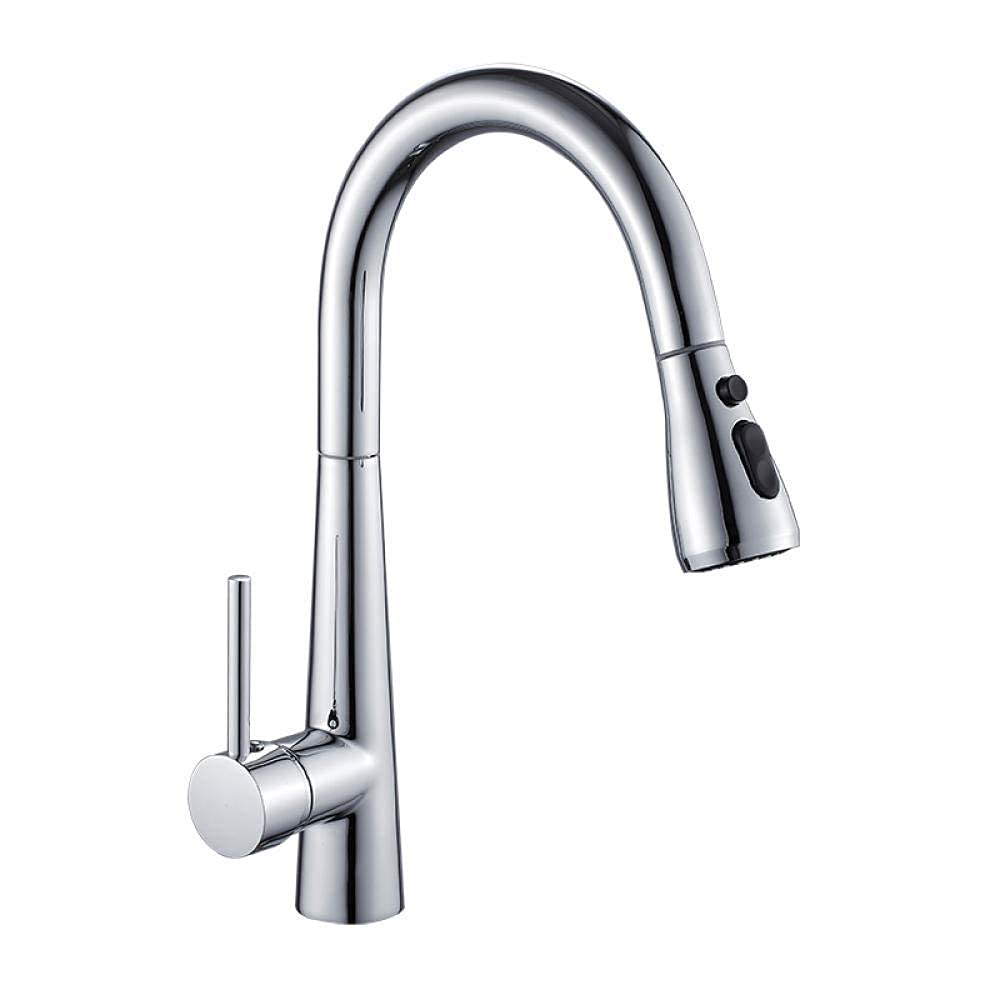 Taps with Pull Out Spray, Kitchen Faucet Mixer Pull Out Single Handle 360 Degree Rotation Copper Multicolor(Chrome)