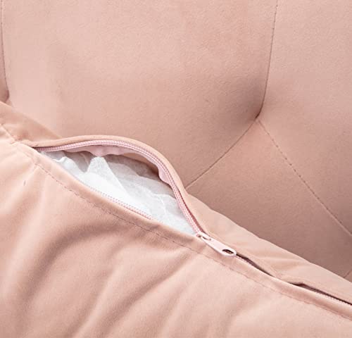 Futon Sofa Bed,Velvet Accent Sofa,Fabric Recliner Couch With Metal Legs,Upholstered Modern Convertible Folding Futon Sofa Bed For Compact Living Space, Apartment, Dorm, Bonus Room(Pink) #TOP5