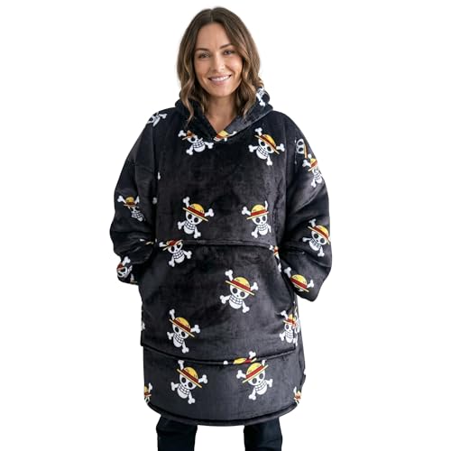 CROWN Anime Blanket Hoodie Wearable for Men and Women Soft Fluffy Warm Blankets Bed Sofa with Pocket (BlackOp)