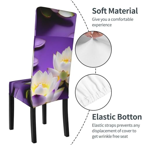 Housse de chaise de salle à manger lotus violet extensible