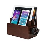 MobileVision Wood Charging Station & Compatible Adapter for Apple Watch Combo Multi Device Organizer for Apple Watch, Smartphones, Tablets, Laptops, and More