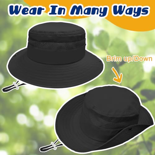 Image of Outdoor Kids Sun Hat for Boys Girls Wide Brim Mesh Bucket Hat UPF 50+ Sun Protection Breathable Summer Fishing Safari Hat