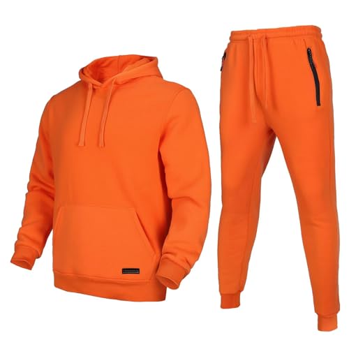 Tracksuit for men 2 pieces,Fleece hooded outfit,casual sweatsuit set jogger suit outdoor sportswear