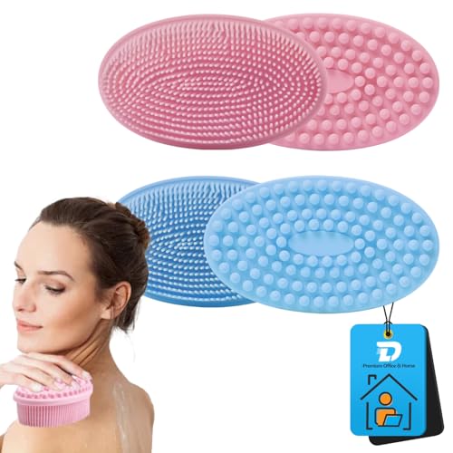 DZSEE Silicone Body Scrubber 2pcs, Gentle Exfoliating Silicone Loofah, Silicone Body Brush, Silicone Shower Scrubber for Sensitive Skin for Kids, Ladies and Men