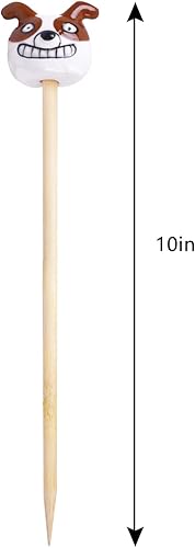 Miniatura 2 de Vencer Juego de agujas de tejer de bambú, 10 pulgadas de longitud para proyectos de tejer hechos a mano, tamaño US 10 (0.236 pulgadas), perro, juego