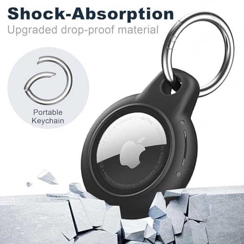 1 Pack for Airtag Holder, for Air Tag Case Waterproof for Apple Airtag Case with Keychain, PC Hard Shell Swivel Buckle, for Airtags Accessories Suitable for Tracking, Bags, Luggage, Keys-Black - Image 6