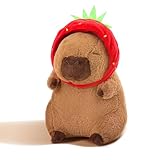 Realistic Capybara Plush:This plush capybara is inspired by real animals, suitable for collection and inspiring teen's interest in wild animals. Its wearable strawberry hat design is also unique Soft and Comfortable Fabric:Kawaii plushies, made of hi...