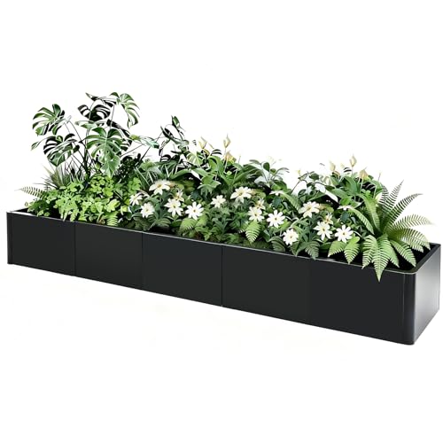Garvee 70"x20" Extra Long Rectangular Metal Planter with Rounded Corners, Commercial-Grade Heavy Duty Steel Raised Garden Bed, Open Base & Snap-On Ass