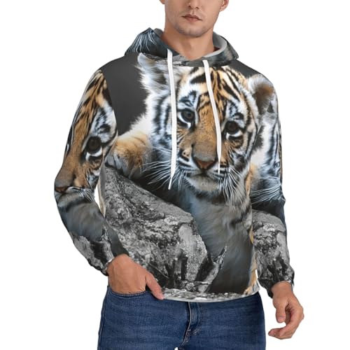 Sweat à capuche homme agréable pour le sport avec poche pratique et motif tigre