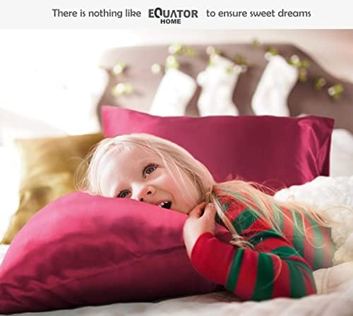 EQUATOR HOME Premium Silk Satin Pillowcases 2 Pack with Envelope Closure - Ultra Soft & Highly Durable Standard Size Pillow Covers Pair 50x75 cm (Royal Red)