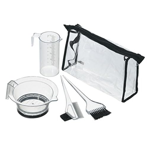 Comair Färbezubehör Set, 5-teilig, transparent Tasche, Messbecher, Färbeschale und Färbepinsel
